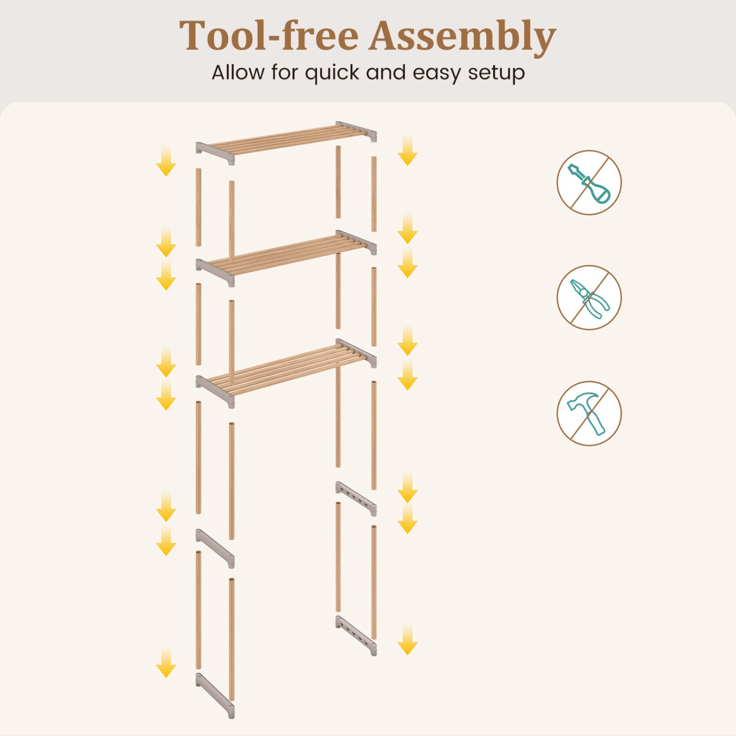 3-Tier Over The Toilet Storage Rack with Open Shelves, Gray Toilet at Gallery Canada