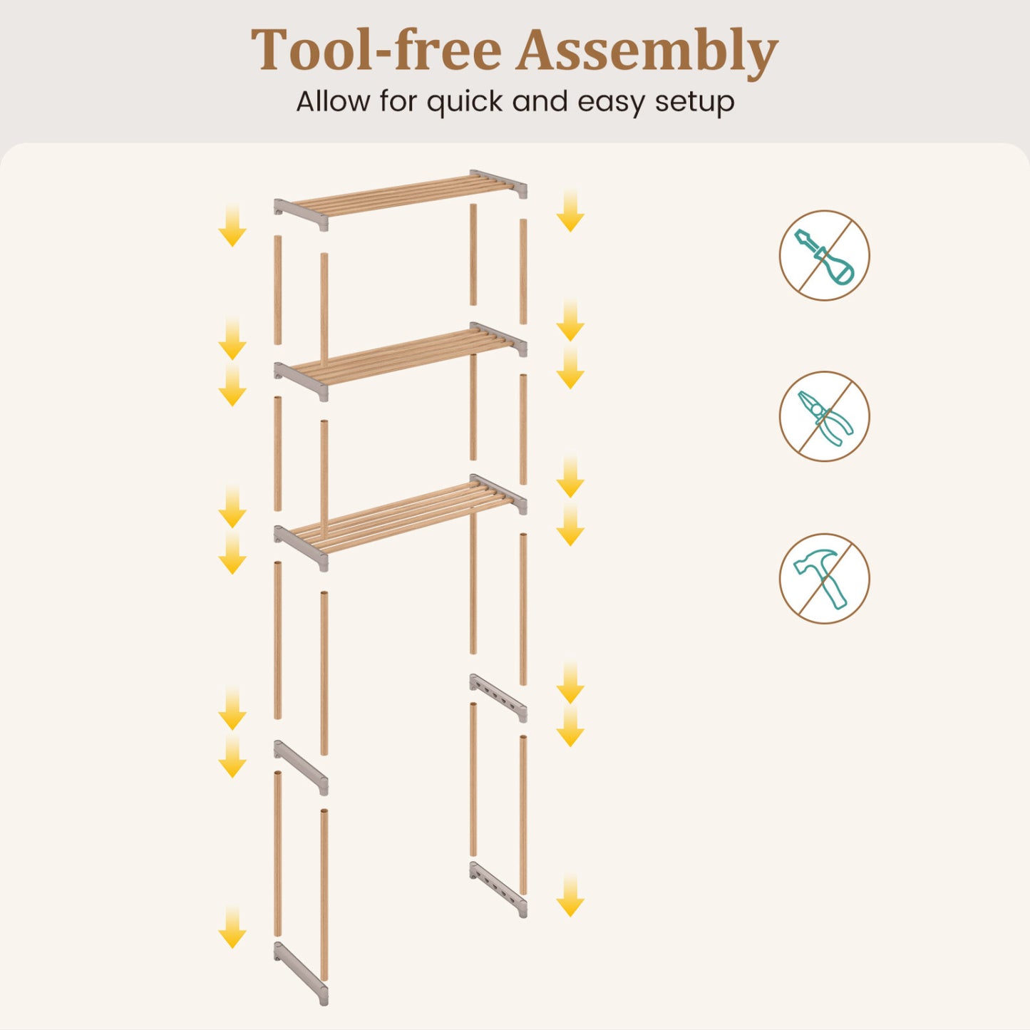 3-Tier Over The Toilet Storage Rack with Open Shelves, Gray Toilet at Gallery Canada