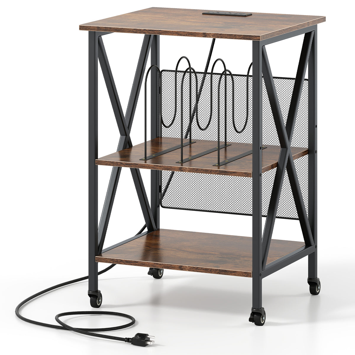 3-Tier Record Player Stand, Adjustable Shelf, Charging Station, Coffee Corner Desks Coffee at Gallery Canada