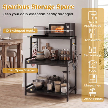 3-Tier Rolling Microwave Cart, Power Outlet, Lockable Wheels, Black Kitchen Islands & Carts at Gallery Canada