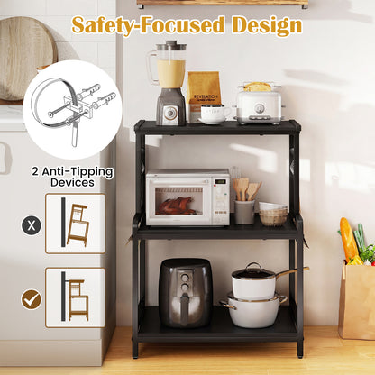 3-Tier Rolling Microwave Cart, Power Outlet, Lockable Wheels, Black Kitchen Islands & Carts at Gallery Canada