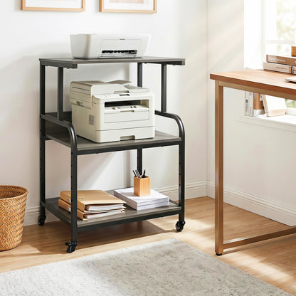 3-Tier Rolling Printer Stand, Adjustable Shelf, Lockable Wheels, Oak Laptop Tables & Printer Stands at Gallery Canada