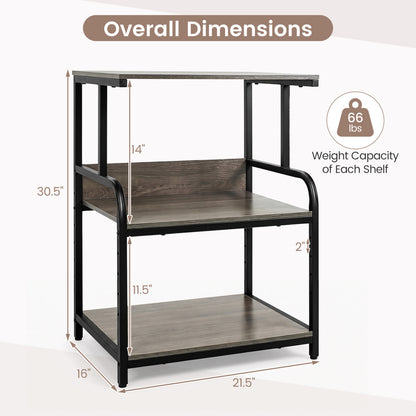 3-Tier Rolling Printer Stand, Adjustable Shelf, Lockable Wheels, Oak Laptop Tables & Printer Stands at Gallery Canada