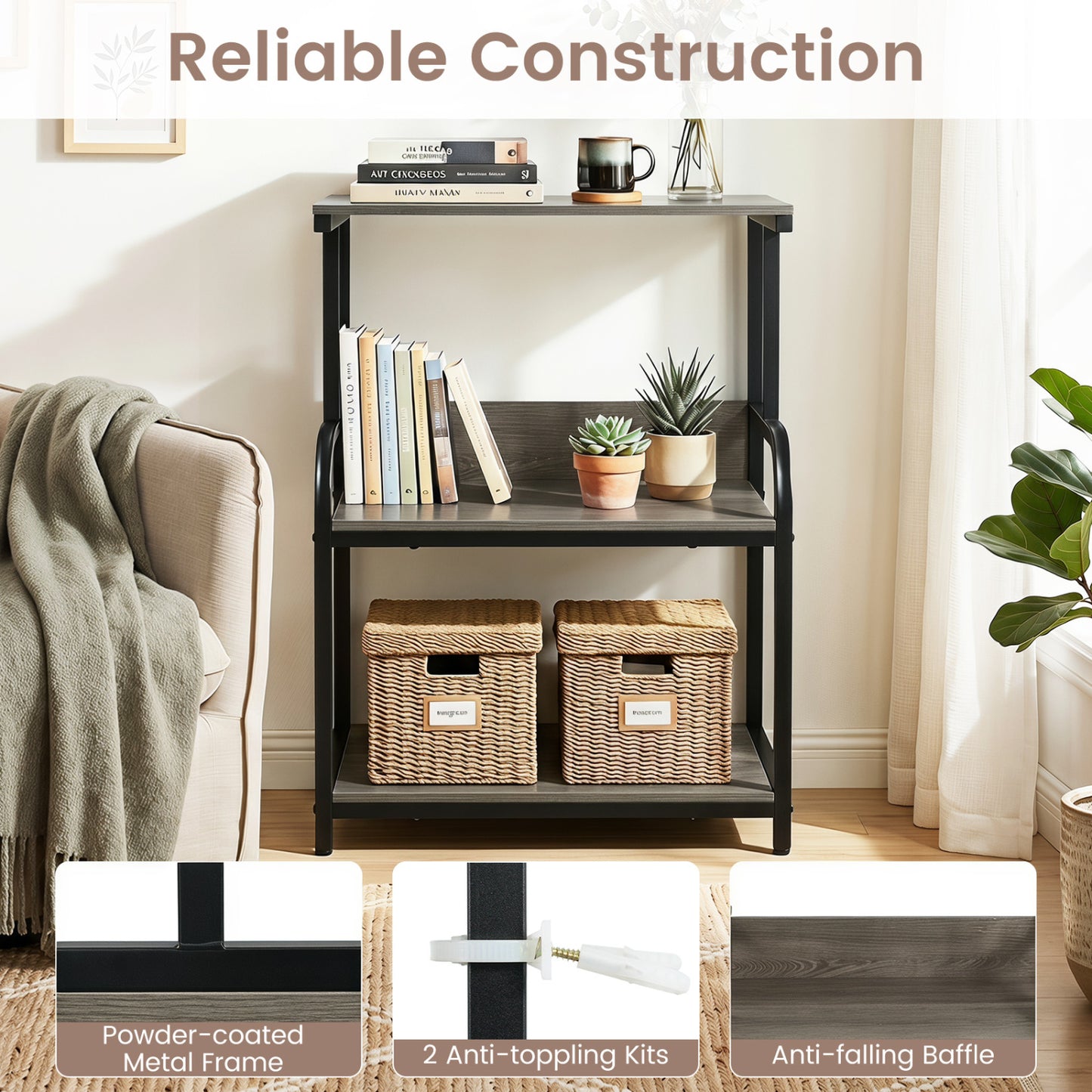 3-Tier Rolling Printer Stand, Adjustable Shelf, Lockable Wheels, Oak Laptop Tables & Printer Stands at Gallery Canada