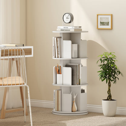 3-Tier Rotating Bookshelf With Dividers, White Bookcases at Gallery Canada