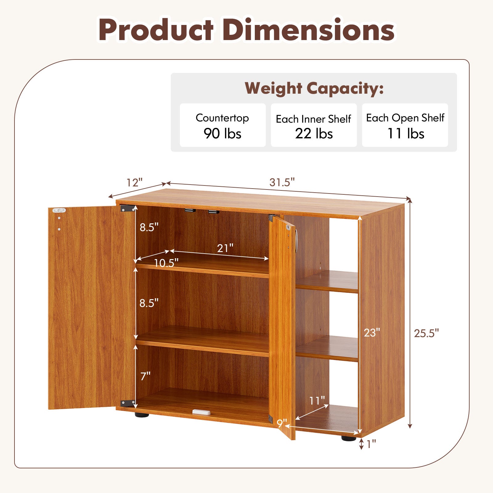 3-Tier Shoe Cabinet With Doors, Adjustable Open Shelves, Natural Shoe Racks & Storage Benches at Gallery Canada