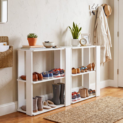 3-Tier Shoe Rack Modern Shoe Organizer with Stackable Design, White Shoe Racks & Storage Benches at Gallery Canada