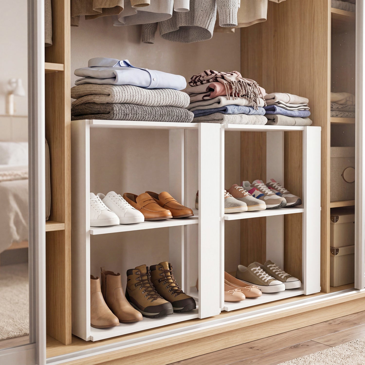3-Tier Shoe Rack Modern Shoe Organizer with Stackable Design, White Shoe Racks & Storage Benches at Gallery Canada