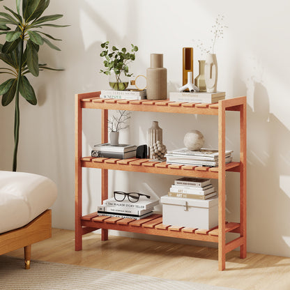3-Tier Solid Wood Plant Stand, Slatted Shelves, Natural Plant Stands at Gallery Canada