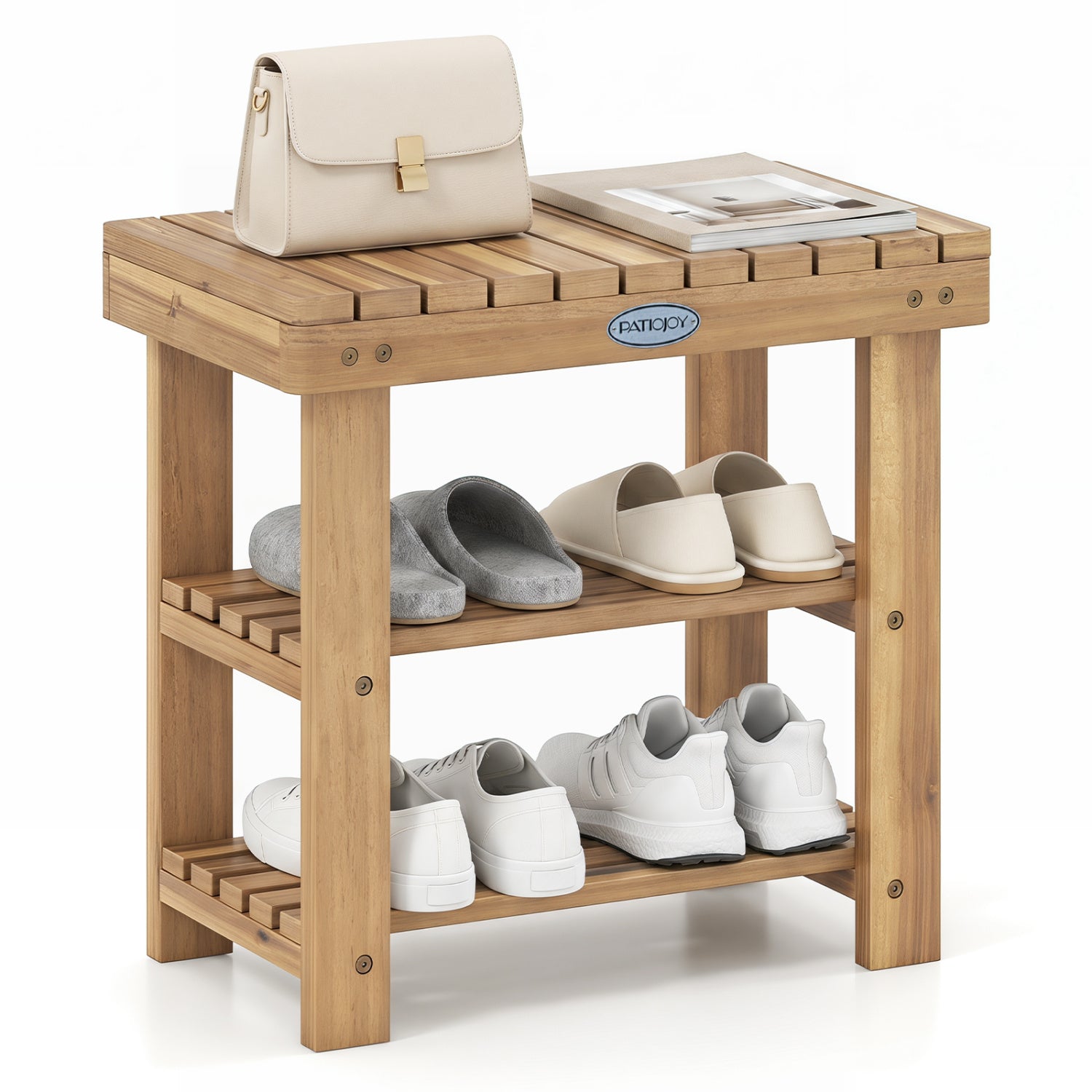 3-Tier Solid Wood Shoe Rack Bench, S Shoe Racks & Storage Benches at Gallery Canada