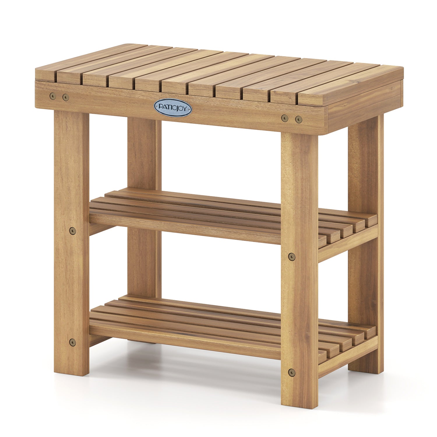 3-Tier Solid Wood Shoe Rack Bench, S Shoe Racks & Storage Benches Natural at Gallery Canada