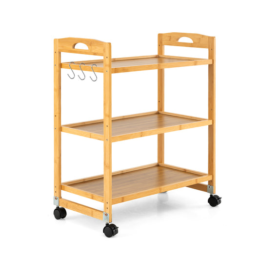 3-Tier Rolling Cart, Bamboo Utility Cart, 4 Universal Wheels, Natural File Cabinets Natural at Gallery Canada