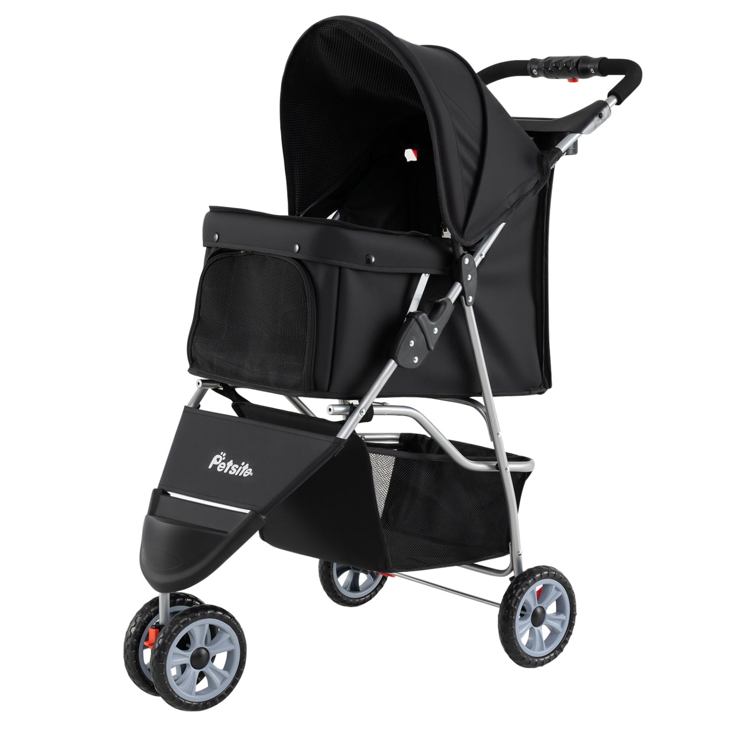 3 Wheel Pet Stroller for Small Dogs Cats up to 33 LBS, Black Cat Supplies Black at Gallery Canada