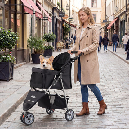 3 Wheel Pet Stroller for Small Dogs Cats up to 33 LBS, Black Cat Supplies at Gallery Canada
