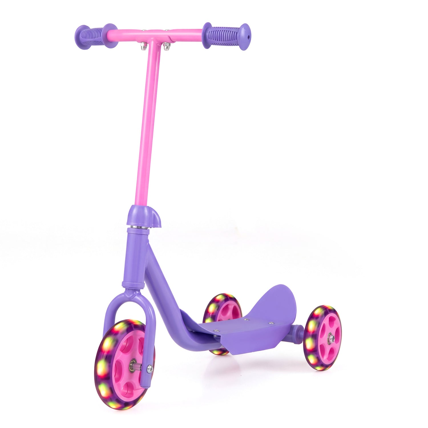 3 Wheels Scooter for Kids Age 2+ with LED Light-Up Wheels and Wide Anti-Slip Deck, Purple Scooters Purple at Gallery Canada