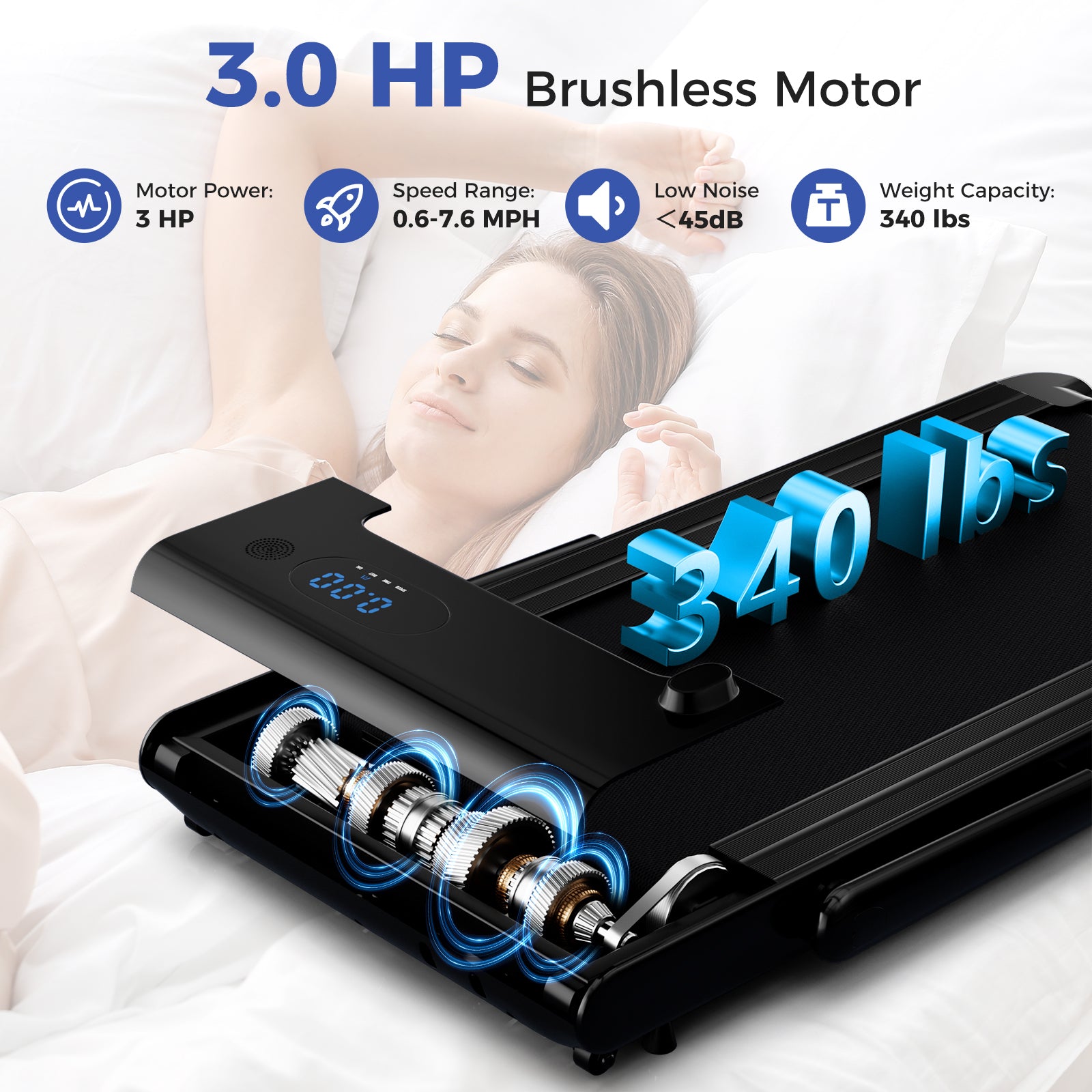 3-In-1 3HP Folding Treadmill, Smart Apps Remote Control, Speakers, Black Sports at Gallery Canada