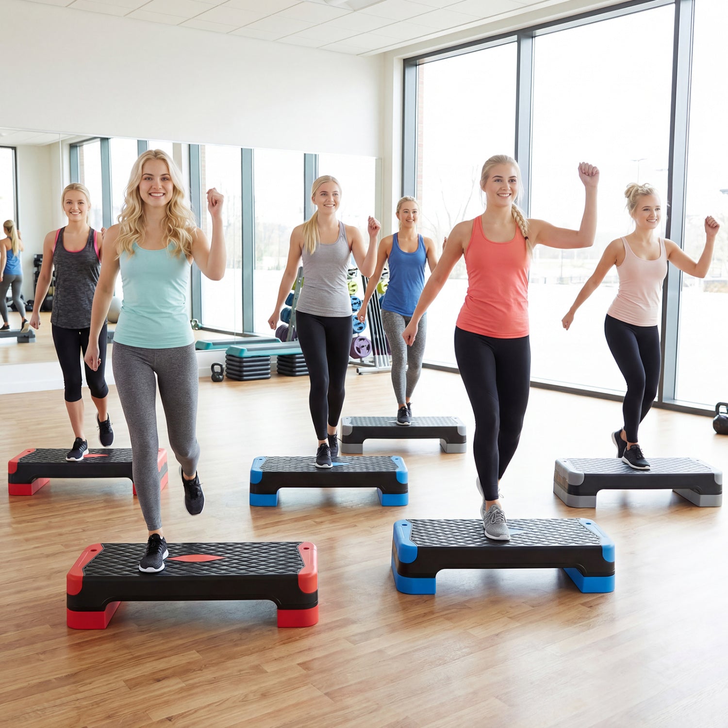 3-in-1 Aerobic Step Platform, 2 Stackable Risers, Balance Trainers, Red Sport Equipments at Gallery Canada