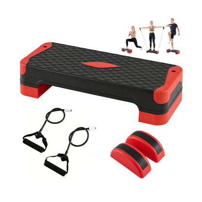 3-in-1 Aerobic Step Platform, 2 Stackable Risers, Balance Trainers, Red Sport Equipments at Gallery Canada