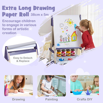 3-in-1 Art Easel for Kids, Magnetic Chalkboard, Purple