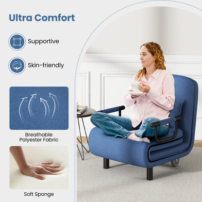 3-in-1 Convertible Sofa Bed, Adjustable Backrest, Lumbar Pillow, Blue Accent Chairs at Gallery Canada