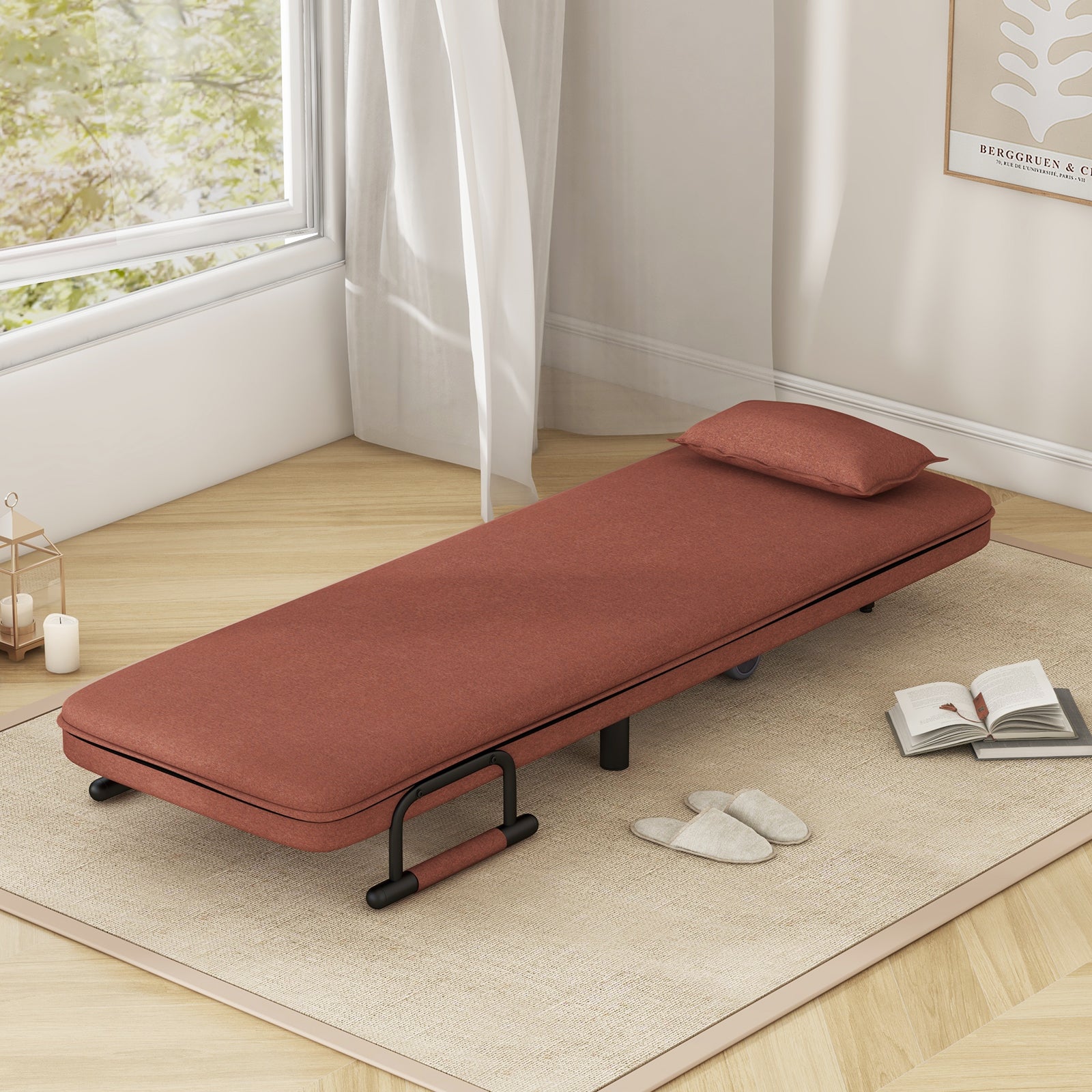 Convertible Sofa Bed, 5-Position Adjustable Backrest, Brown Accent Chairs at Gallery Canada