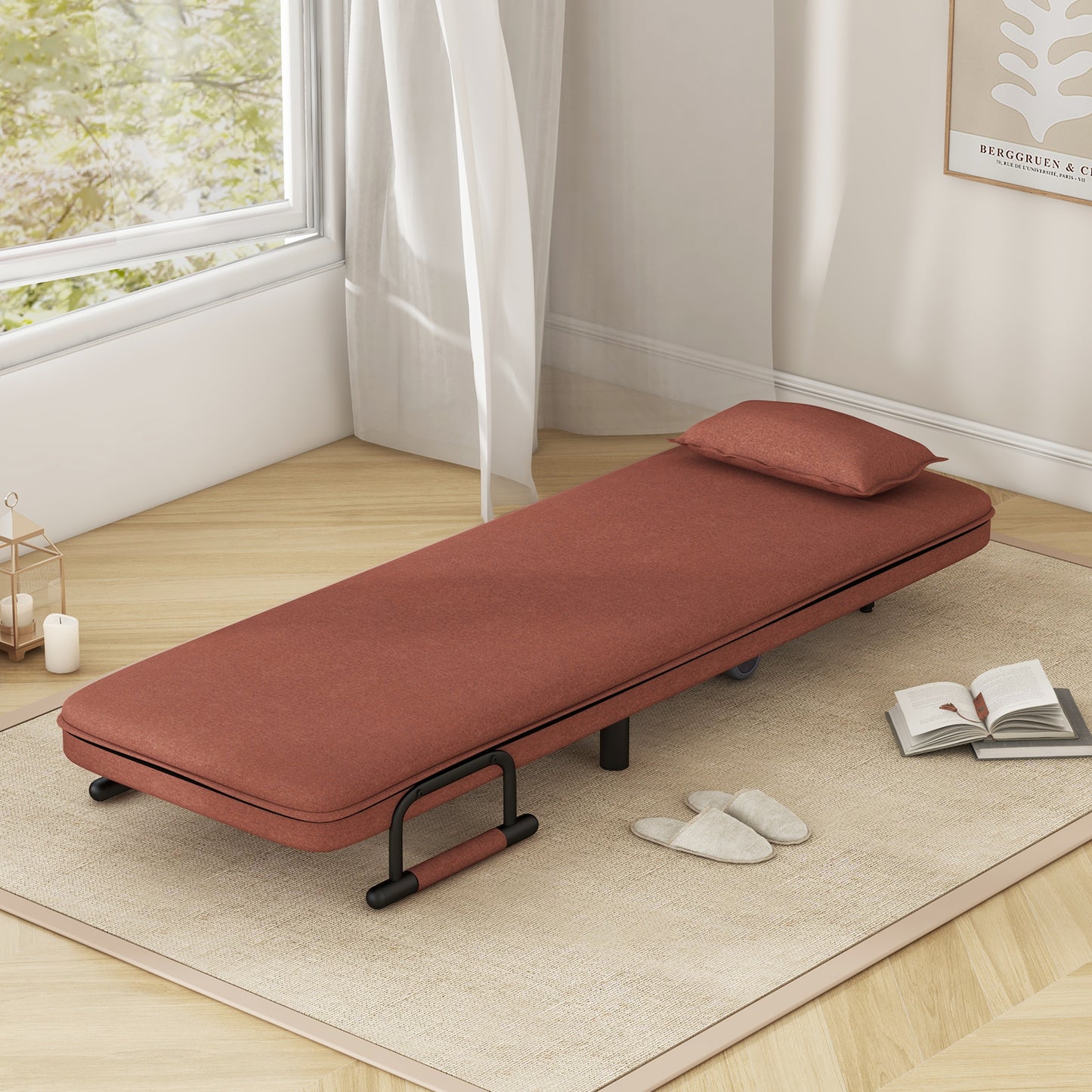 Convertible Sofa Bed, 5-Position Adjustable Backrest, Brown Accent Chairs at Gallery Canada