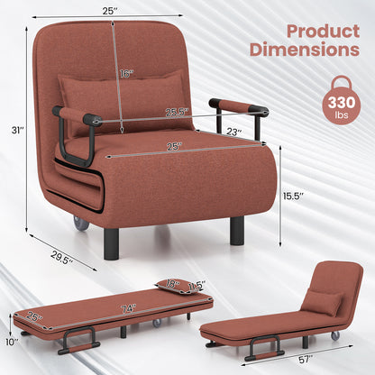 Convertible Sofa Bed, 5-Position Adjustable Backrest, Brown Accent Chairs at Gallery Canada