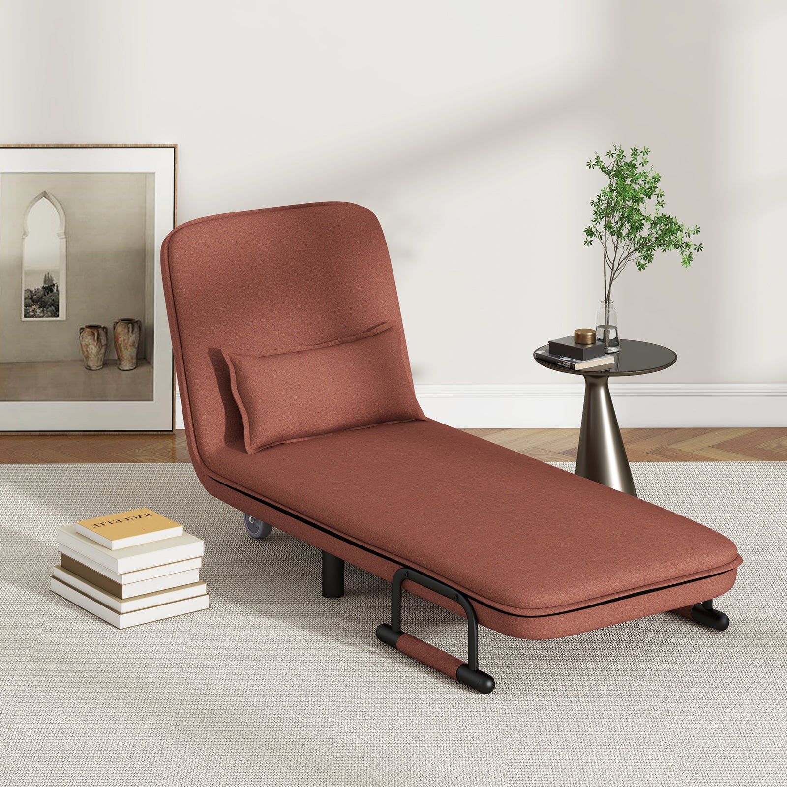 Convertible Sofa Bed, 5-Position Adjustable Backrest, Brown Accent Chairs at Gallery Canada