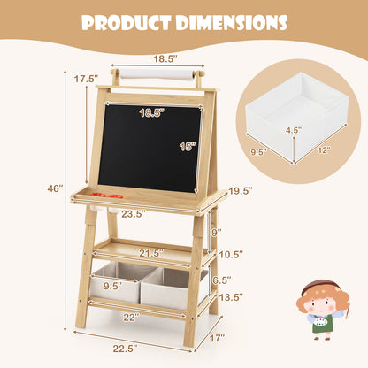 3-in-1 Double-Sided Storage Art Easel, Natural Art Easels at Gallery Canada
