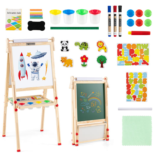 3-in-1 Double-Sided Folding Wooden Kids Art Easel with Paper Roll Art Easels Options at Gallery Canada