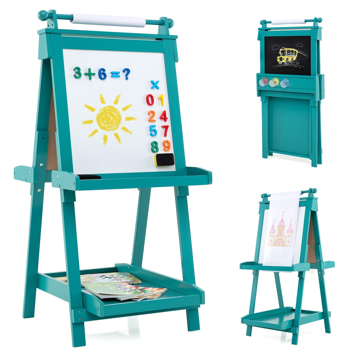 Double-Sided Art Easel, Chalkboard And Magnetic Whiteboard, Green Art Easels at Gallery Canada