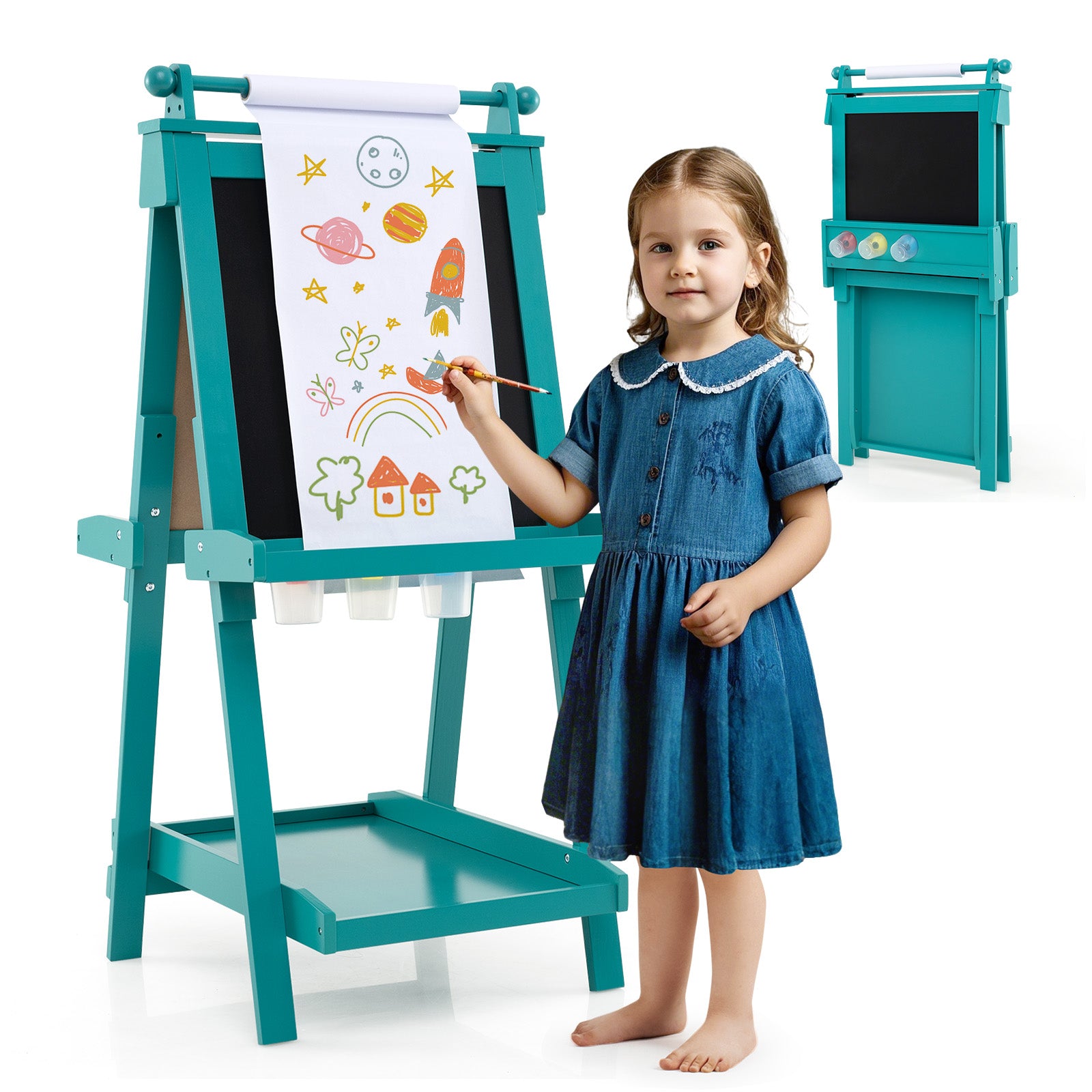 Double-Sided Art Easel, Chalkboard And Magnetic Whiteboard, Green Art Easels at Gallery Canada
