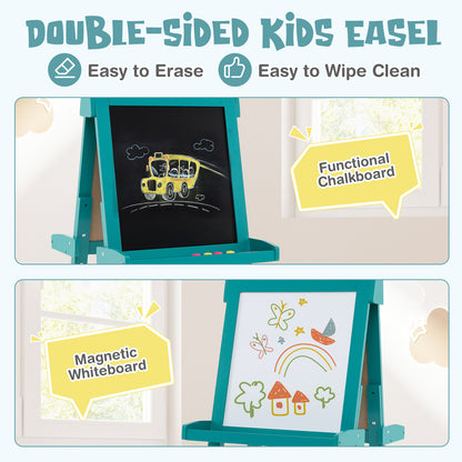 Double-Sided Art Easel, Chalkboard And Magnetic Whiteboard, Green Art Easels at Gallery Canada