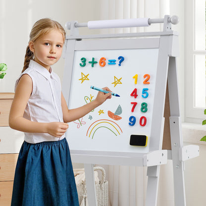 3-In-1 Double-Sided Art Easel With Chalkboard, Magnetic Whiteboard, Gray Art Easels at Gallery Canada