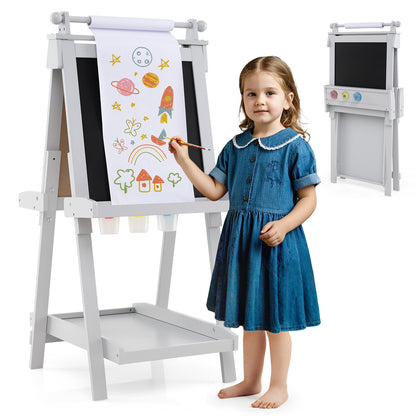 3-In-1 Double-Sided Art Easel With Chalkboard, Magnetic Whiteboard, Gray Art Easels at Gallery Canada