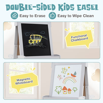 3-In-1 Double-Sided Art Easel With Chalkboard, Magnetic Whiteboard, Gray Art Easels at Gallery Canada