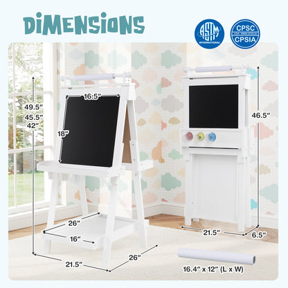 Double-Sided Art Easel, Chalkboard Magnetic Whiteboard, White Art Easels at Gallery Canada