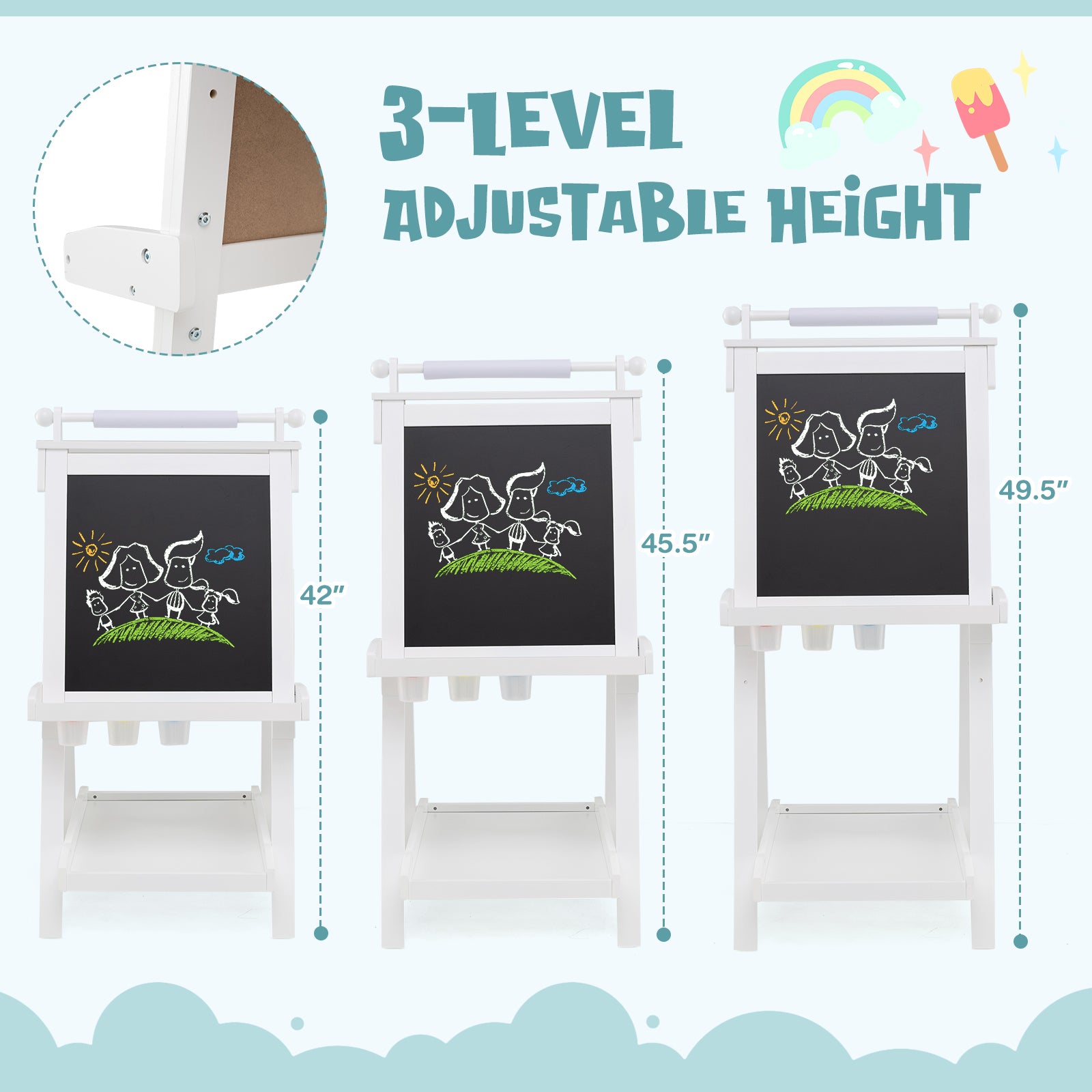 Double-Sided Art Easel, Chalkboard Magnetic Whiteboard, White Art Easels at Gallery Canada