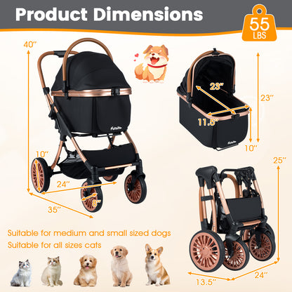 Foldable Pet Stroller, 55 lbs, Black Cat Supplies at Gallery Canada