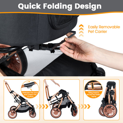 Foldable Pet Stroller, 55 lbs, Black Cat Supplies at Gallery Canada