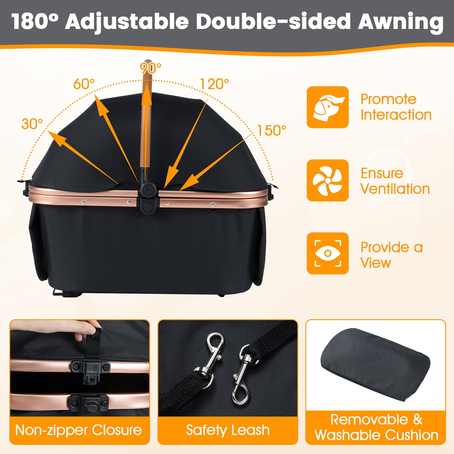 Foldable Pet Stroller, 55 lbs, Black Cat Supplies at Gallery Canada