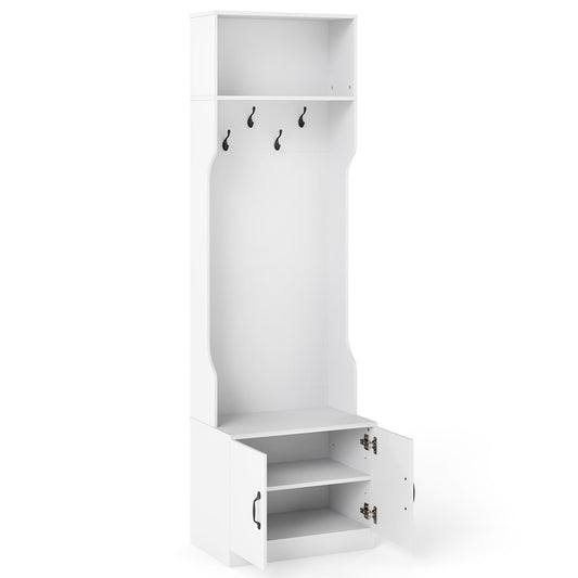 3-in-1 Hall Tree With Bench, Storage, 23.5” Wide, White Coat Racks & Hall Trees White at Gallery Canada
