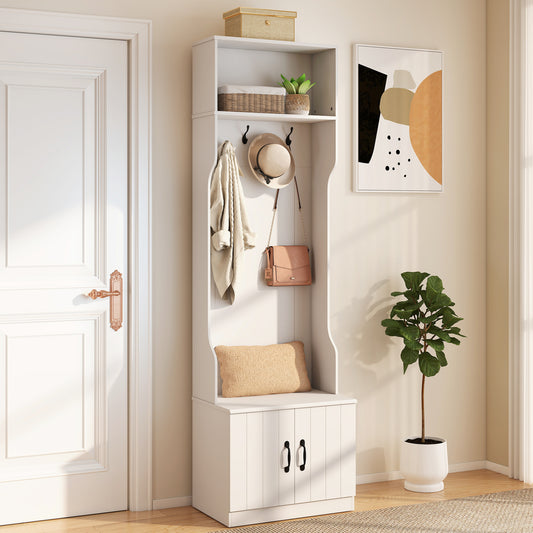 3-in-1 Hall Tree With Bench, Storage, 23.5” Wide, White Coat Racks & Hall Trees White at Gallery Canada