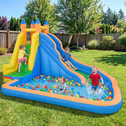 3-in-1 Inflatable Water Slide with Curved Slide and 680W Blower Inflatable Water Slides at Gallery Canada