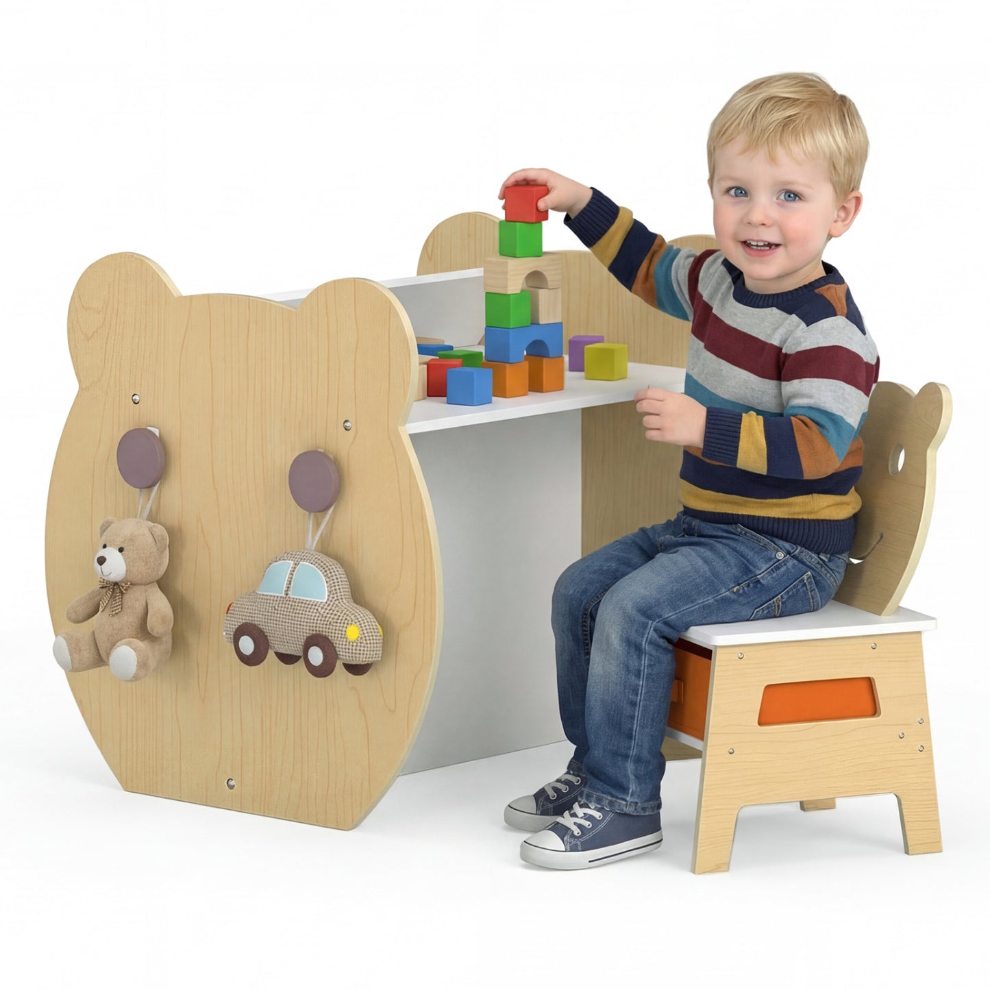 3-in-1 Kids Art Table and Chair with Storage and Reversible Whiteboard Chalkboard for Ages 3-10 Years Old, White Kids Table & Chair Sets at Gallery Canada