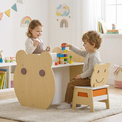 3-in-1 Kids Art Table and Chair with Storage and Reversible Whiteboard Chalkboard for Ages 3-10 Years Old, White Kids Table & Chair Sets at Gallery Canada