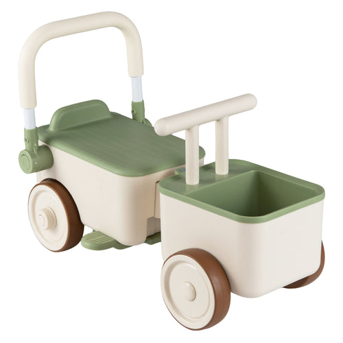 3-in-1 Kids Ride On Push Car with Rope and Storage Basket, Green