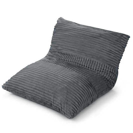 3-in-1 Large Corduroy Bean Bag Chair, Gray Floor Chairs Gray at Gallery Canada