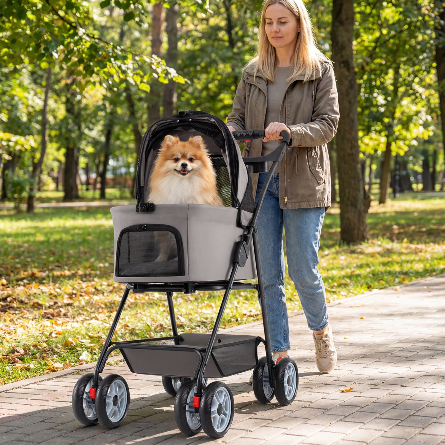 3 In 1 Pet Stroller, Removable Carrier, 33 Lbs, Gray Dog Supplies at Gallery Canada