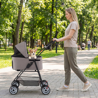 3 In 1 Pet Stroller, Removable Carrier, 33 Lbs, Gray Dog Supplies at Gallery Canada